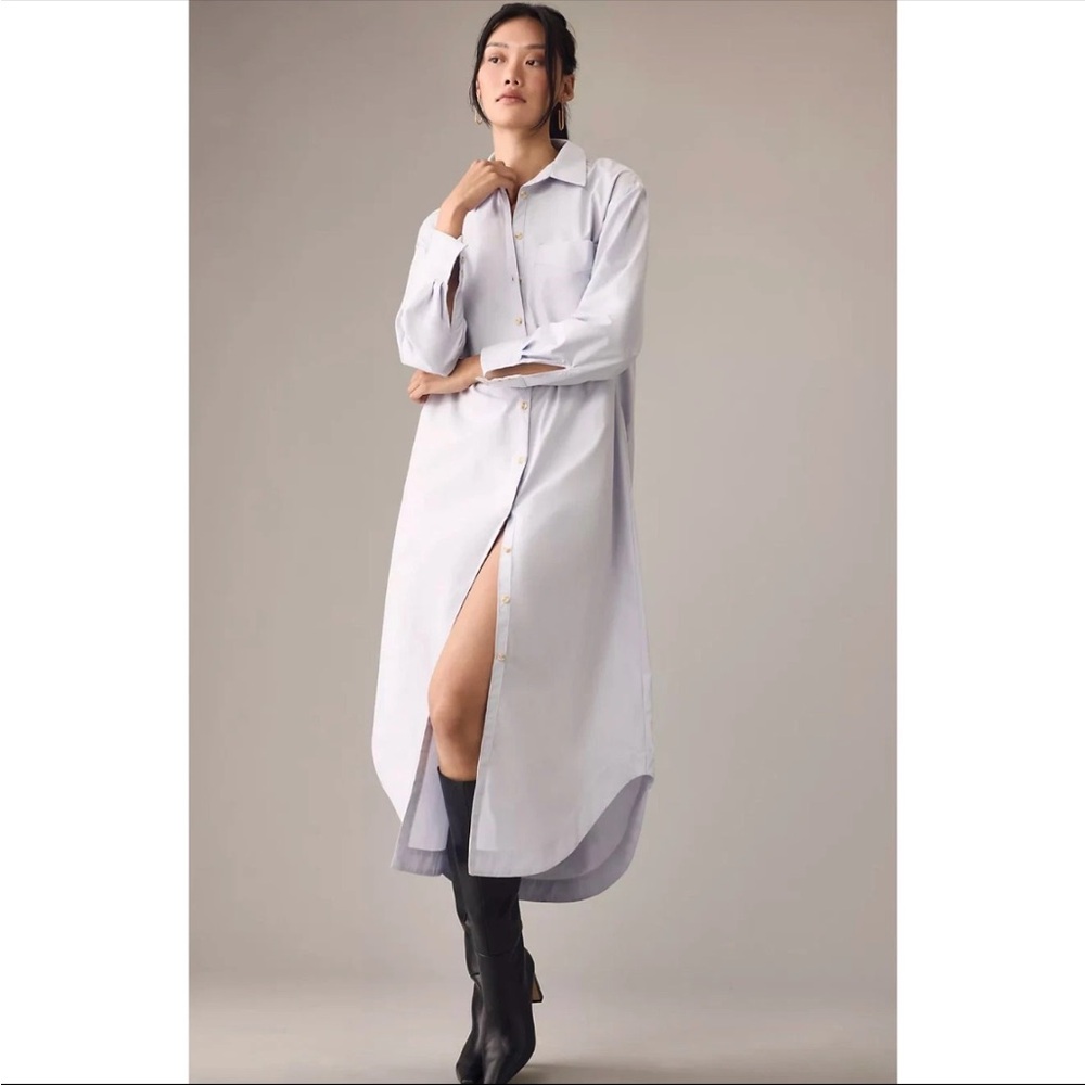 Anthro Maeve Sky Blue Long Shirt Dress NWT